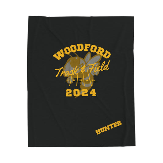 Hunter Custom Name Woodford Velveteen Plush Blanket